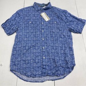 Tommy Bahama Pina Block Party Blue Short Sleeve Button Down Mens Size Medium New